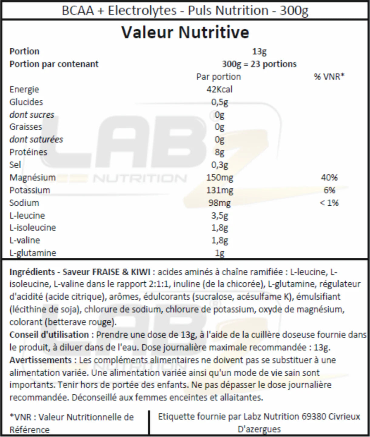 BCAA+ Electrolytes - Puls Nutrition